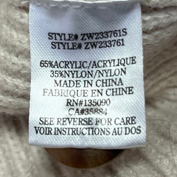 Z Supply Josie Cream Rib Knit Long Sleeve Button Down Cardigan Sweater Top Sz S - Picture 4 of 4